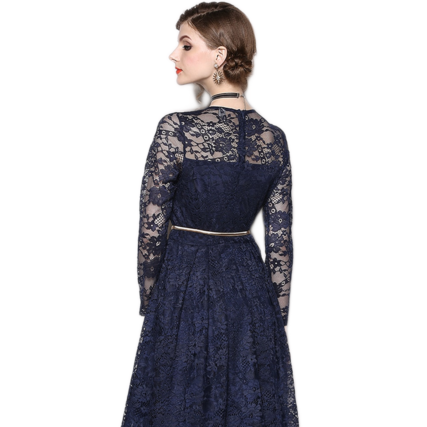 Robe Dentelle Manche 3/4 Femme