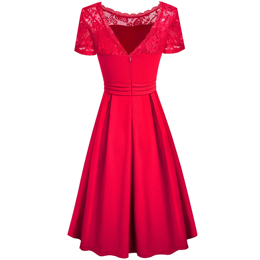 Robe Dentelle Mi-Longue Dos