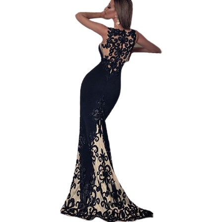 Robe Dentelle Noir Longue