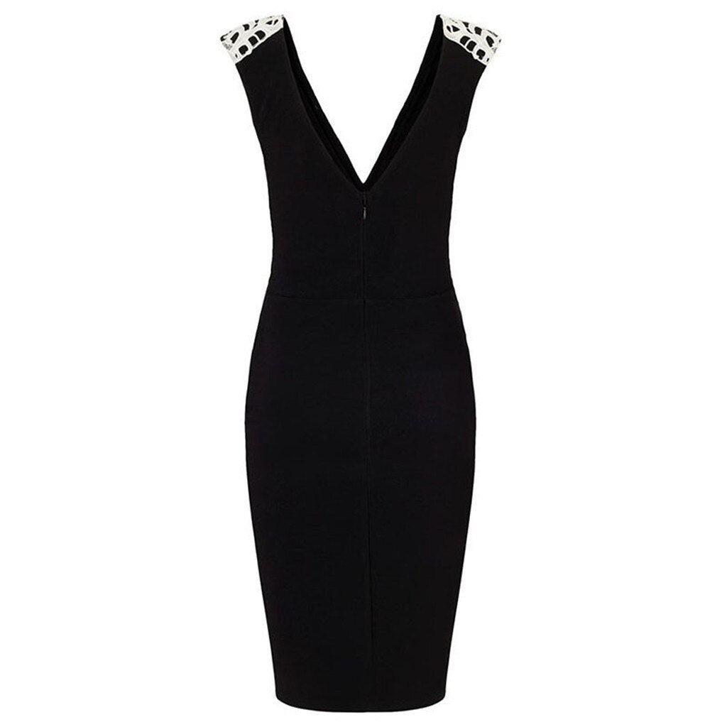 Robe Dentelle Noire et Blanche Femme