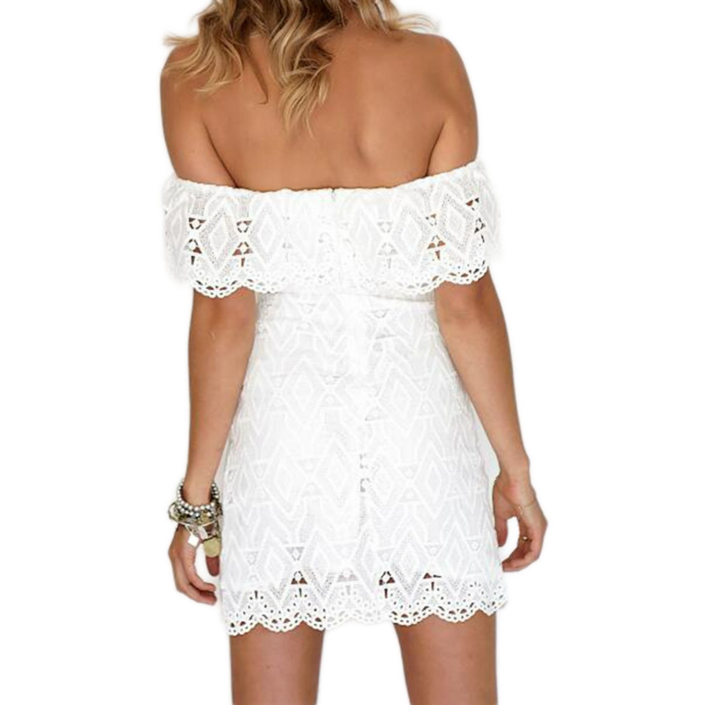 Robe Dentelle sans Bretelle Blanche