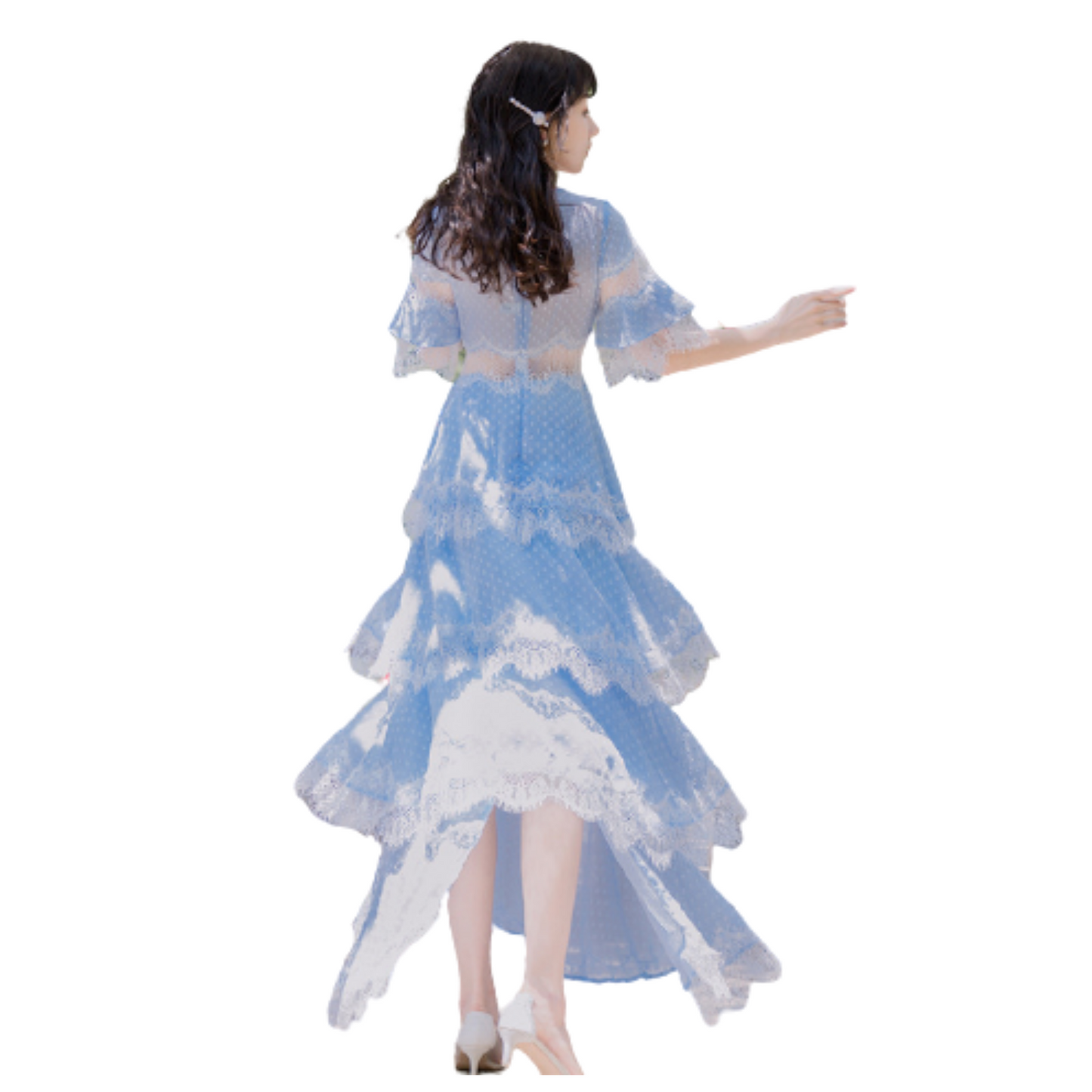 Robe Été Longue Dentelle Bleue