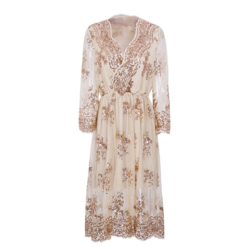 Robe Japonaise Dentelle Beige