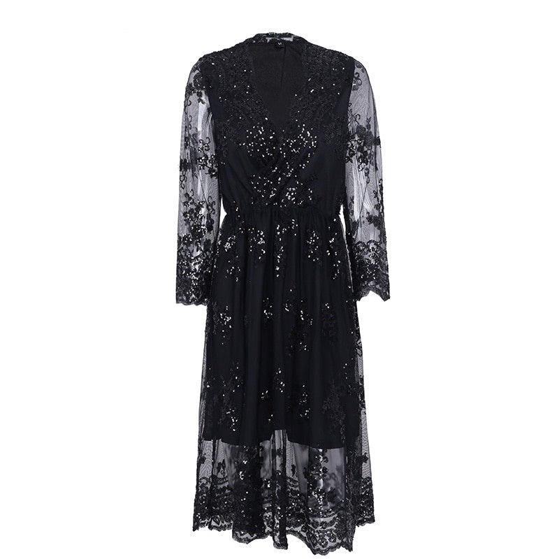 Robe Japonaise Dentelle Noire