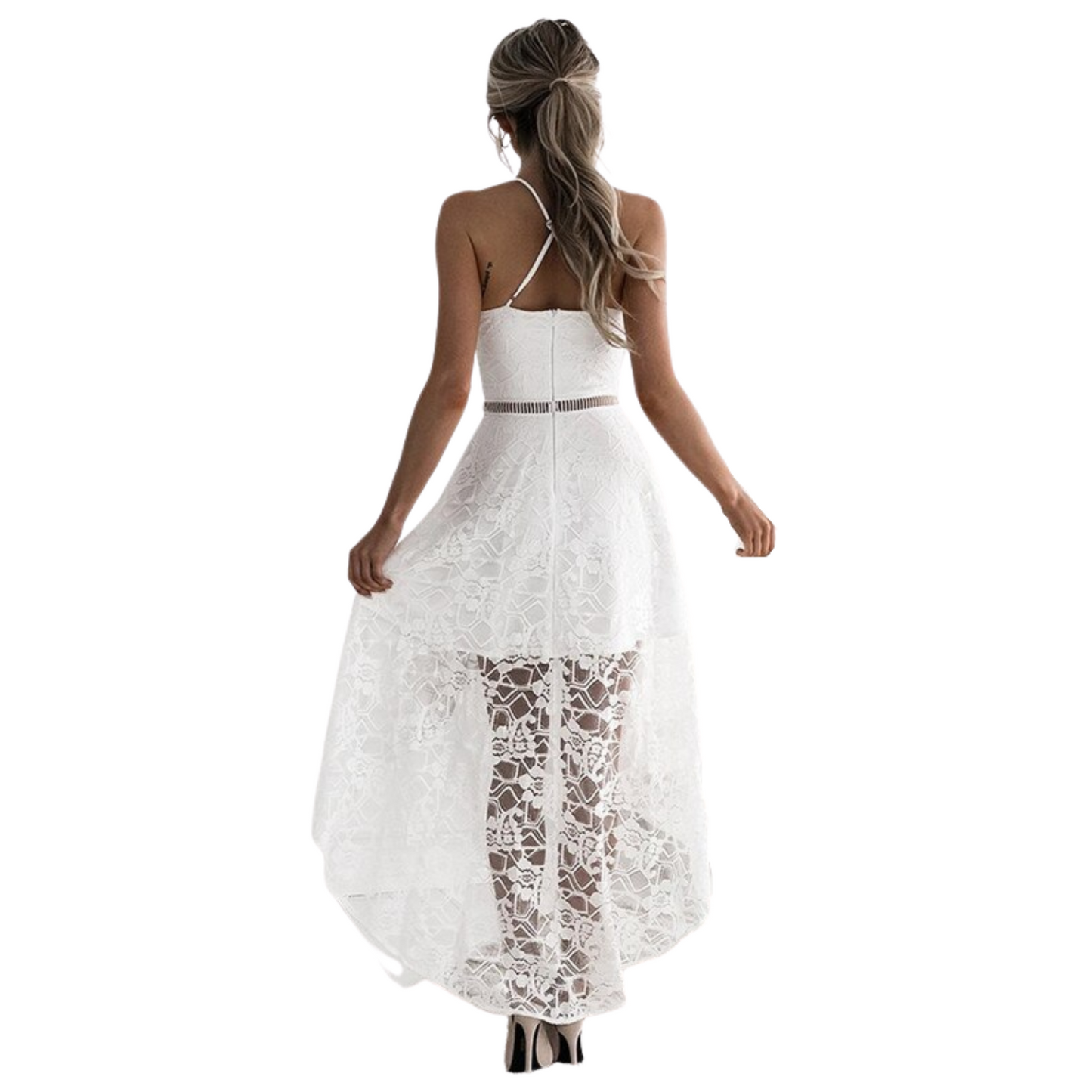 Robe Long Blanc Dentelle Dos Dénudé