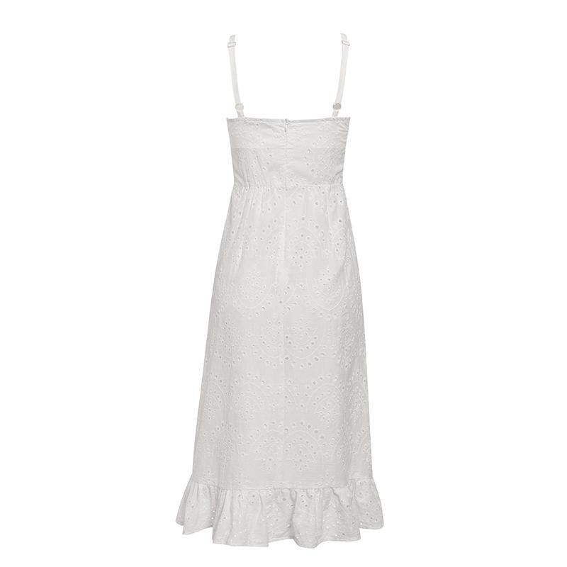Robe Long Blanc Dentelle Femme