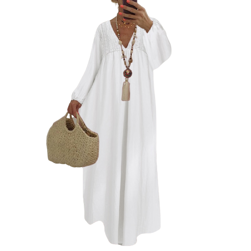 Robe Longue Dentelle Manche Longue