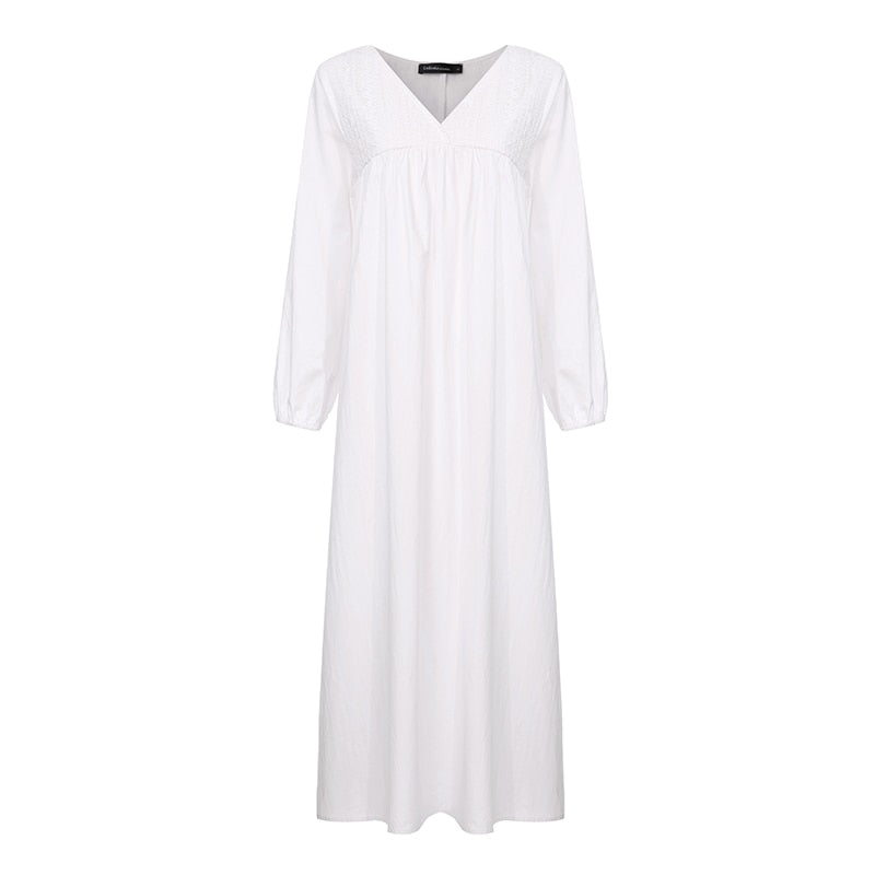 Robe Longue Dentelle Manche Longue Blanche