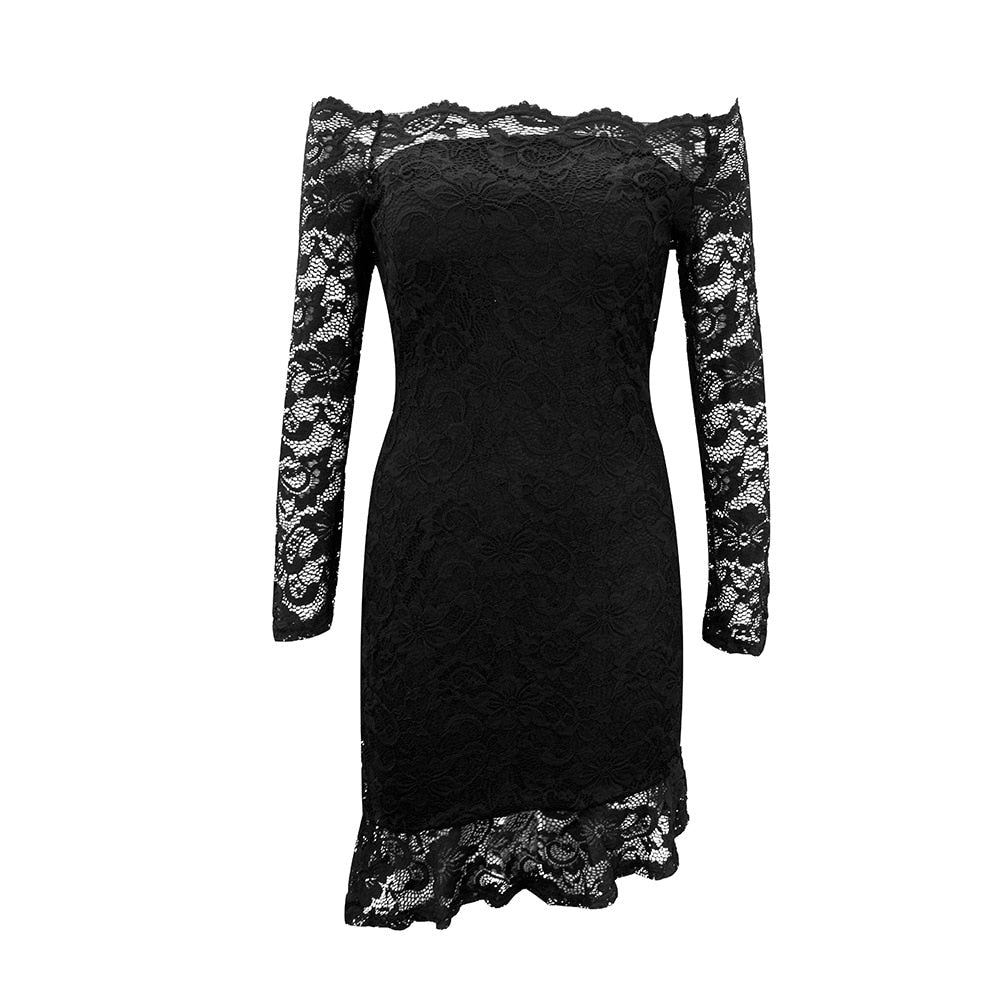 Robe Manches Dentelle Noir