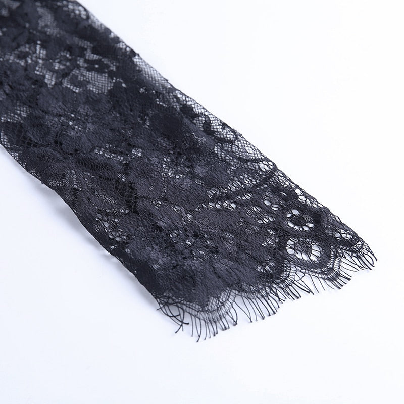 Robe Noir Dentelle Manche Longue