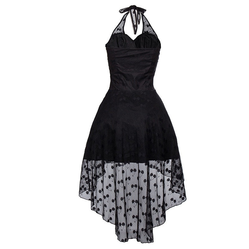 Robe Noire Dentelle Semi-Longue
