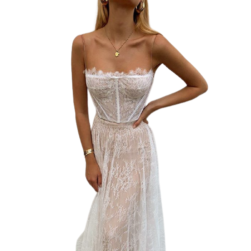 Robe Nuisette Dentelle Blanche Femme