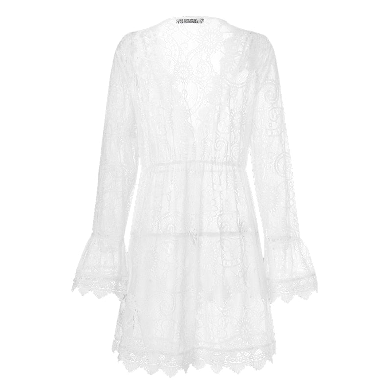 Robe Plage Dentelle Blanche Femme