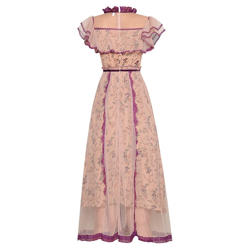 Robe Rose Poudré Dentelle Dos