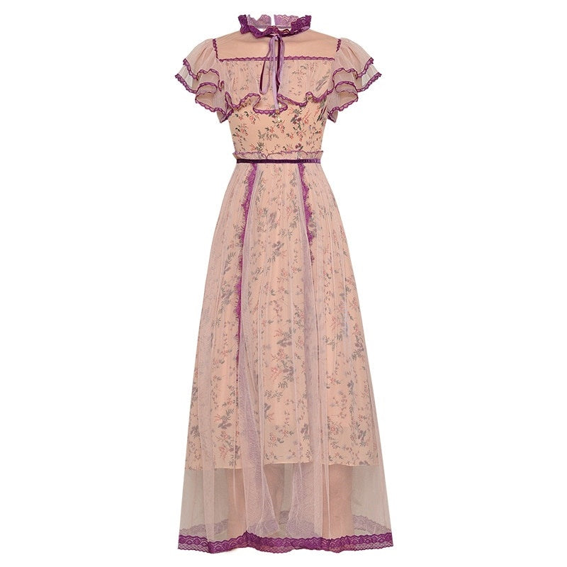 Robe Rose Poudré Dentelle