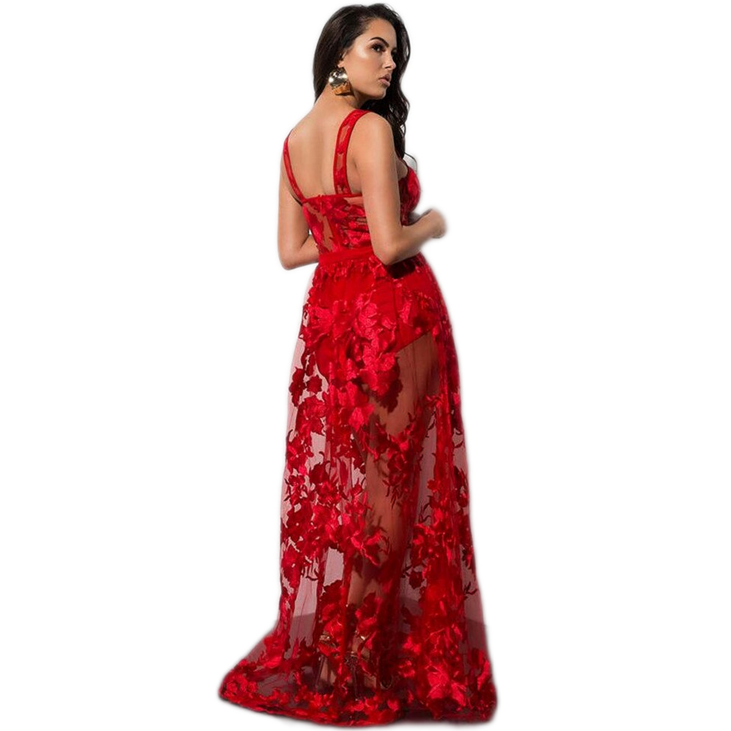Robe Rouge Dentelle Longue