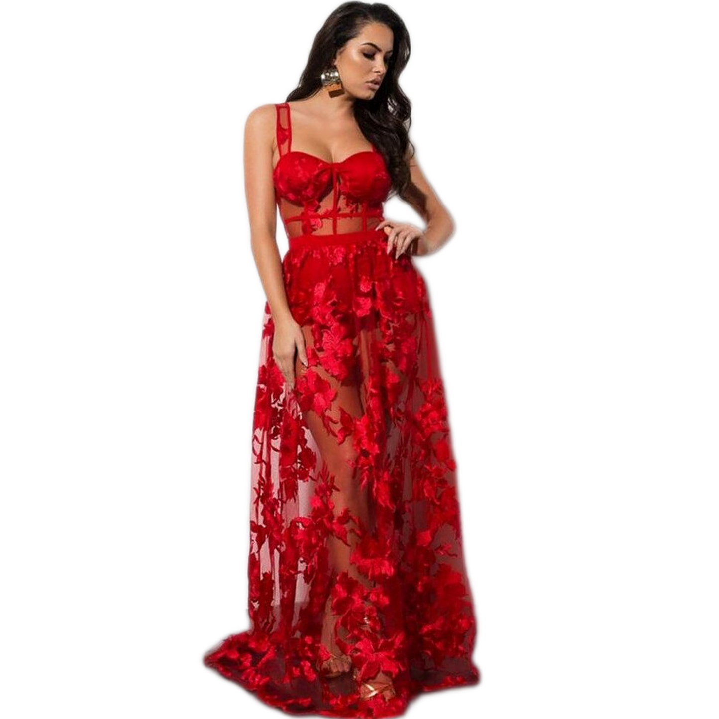 Robe Rouge Dentelle Femme