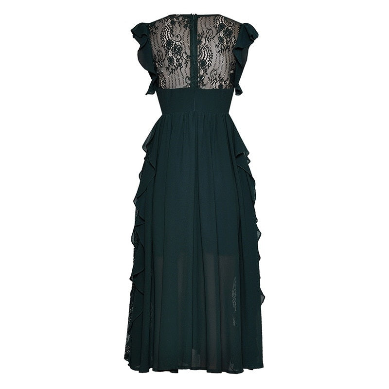 Robe Verte Dentelle Dos