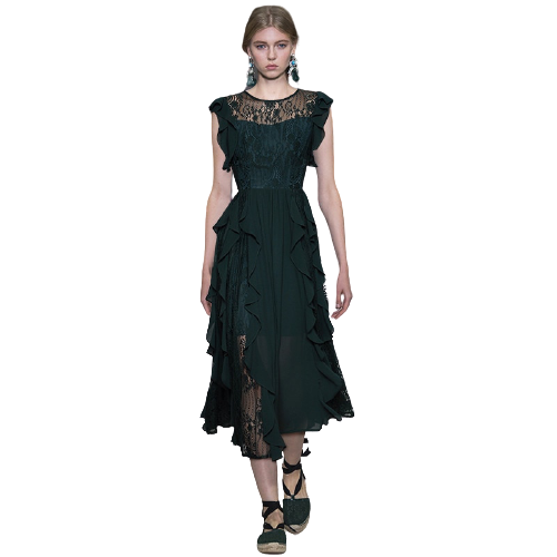 Robe Verte Dentelle Femme