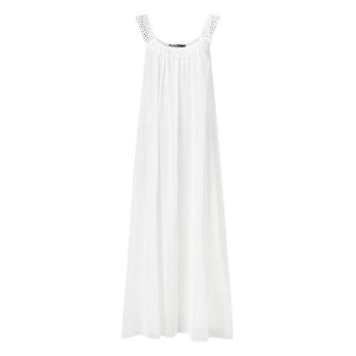 Robe de Plage Dentelle Longue Blanc