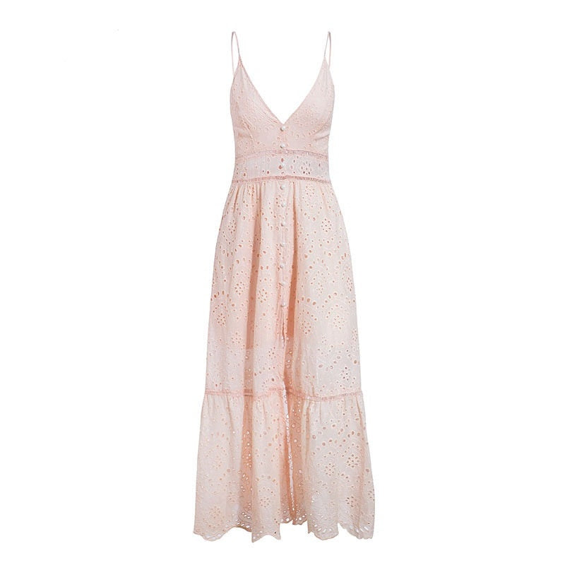 Robe de Plage Dentelle Rose