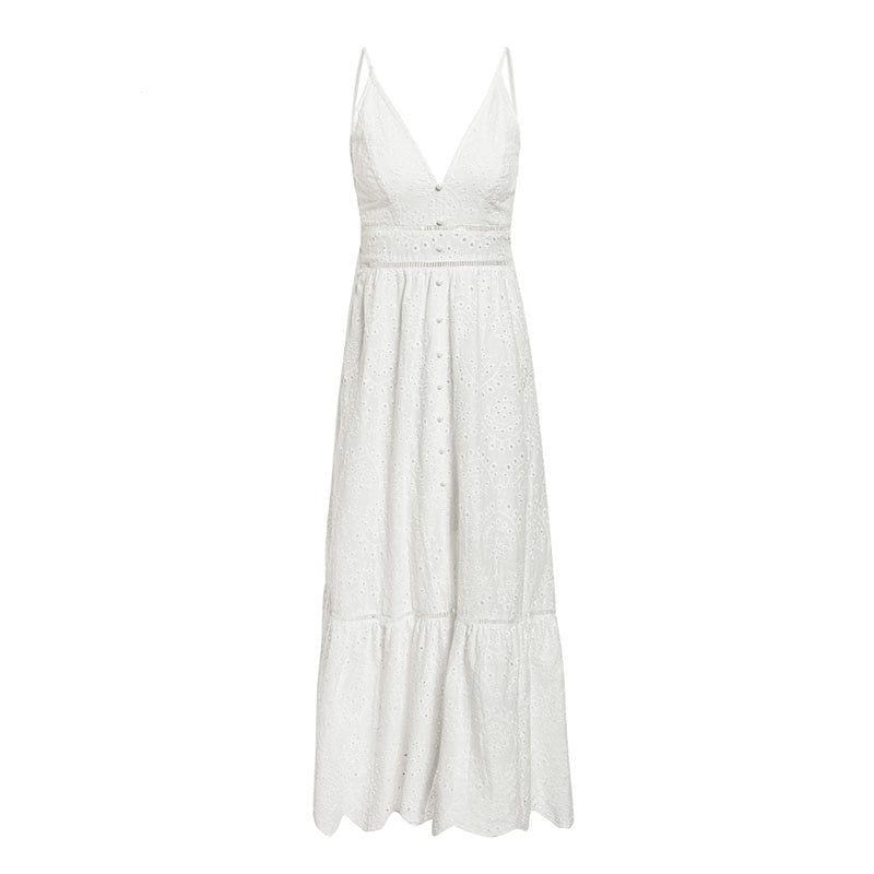 Robe de Plage Dentelle Blanc