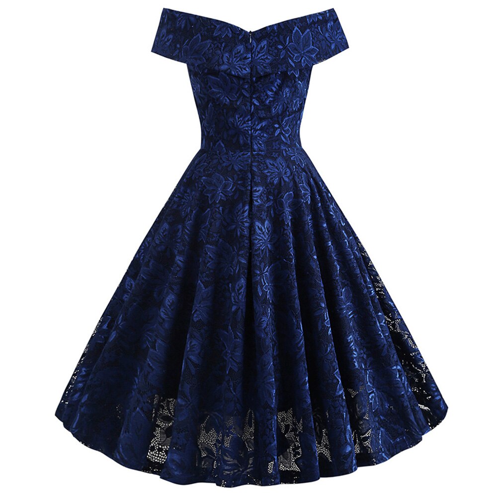 Robe de Soirée Dentelle Bleue Marine