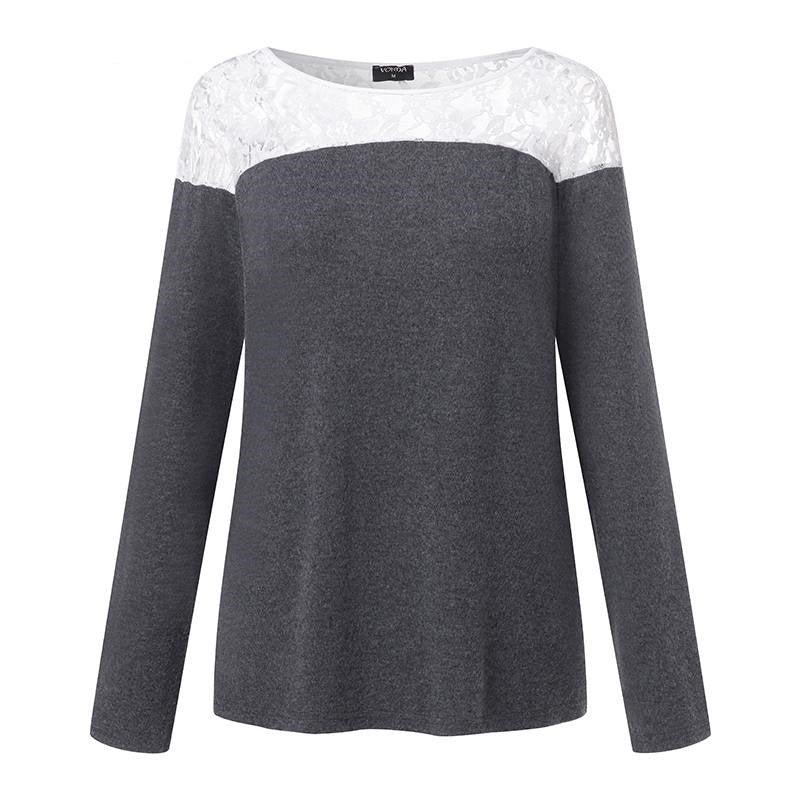 Sous-Pull Dentelle Manche Longue Gris
