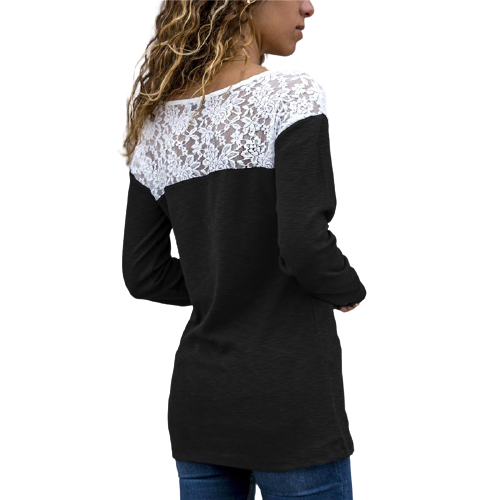 Sous-Pull Dentelle Manches Longues Femme