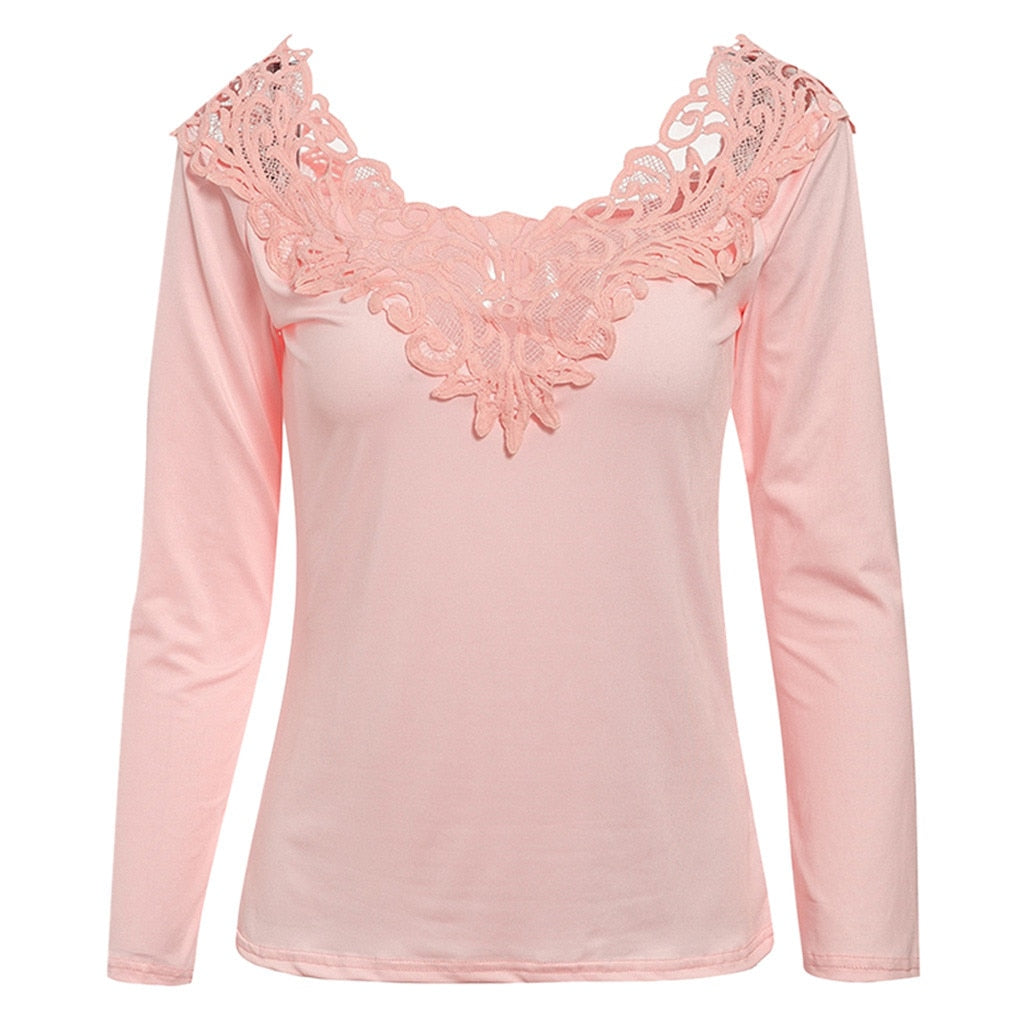 Sous Pull Dentelle Femme Rose
