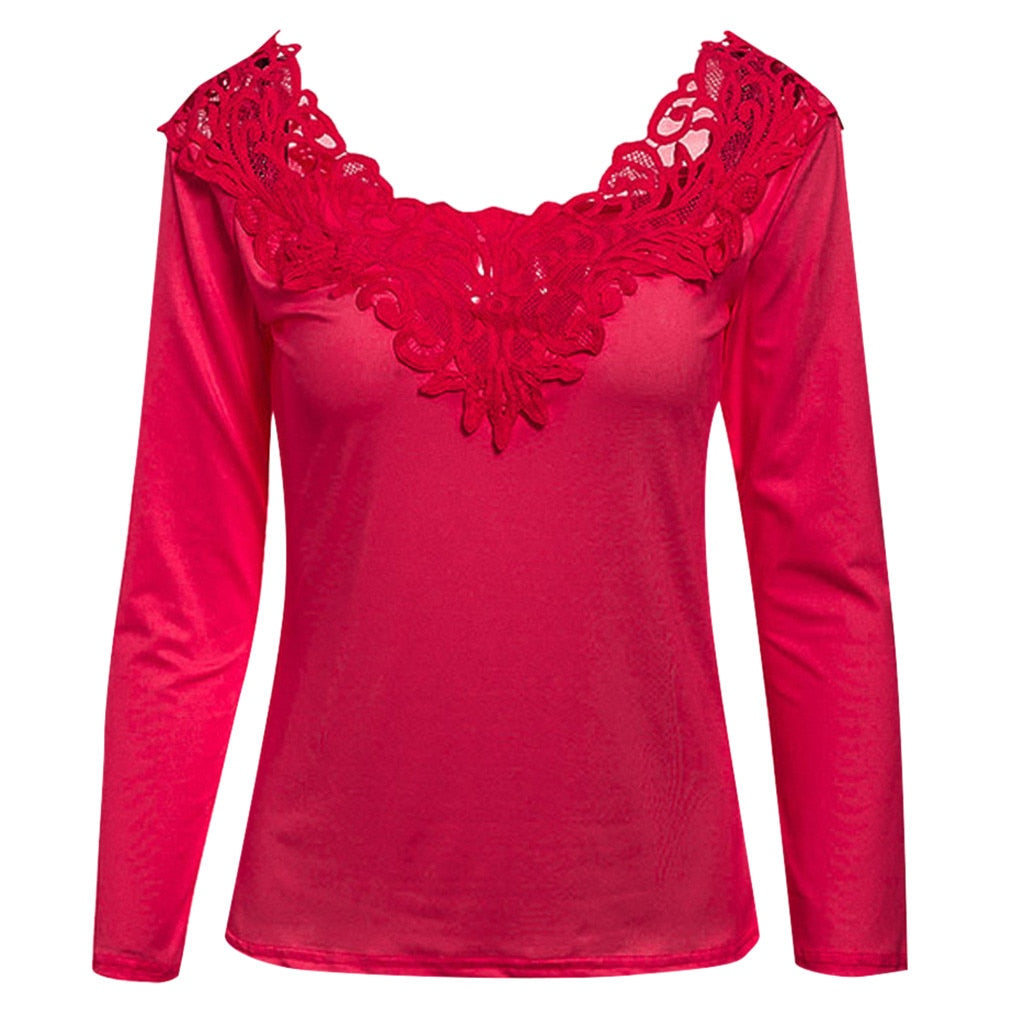 Sous Pull Dentelle Femme Rouge