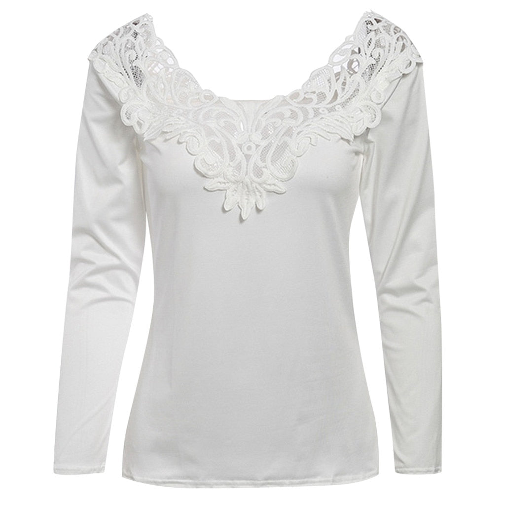 Sous Pull Dentelle Femme Blanc