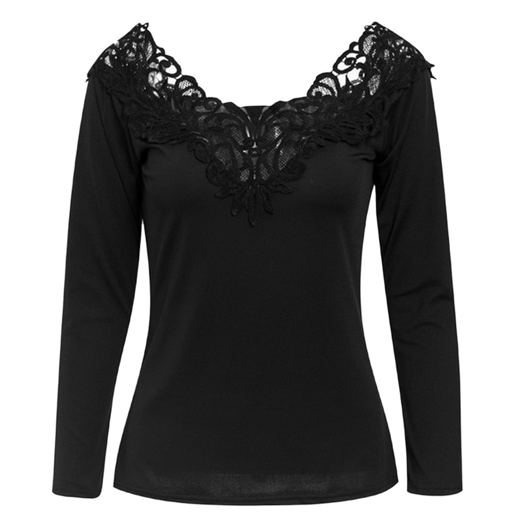 Sous Pull Dentelle Femme Noir