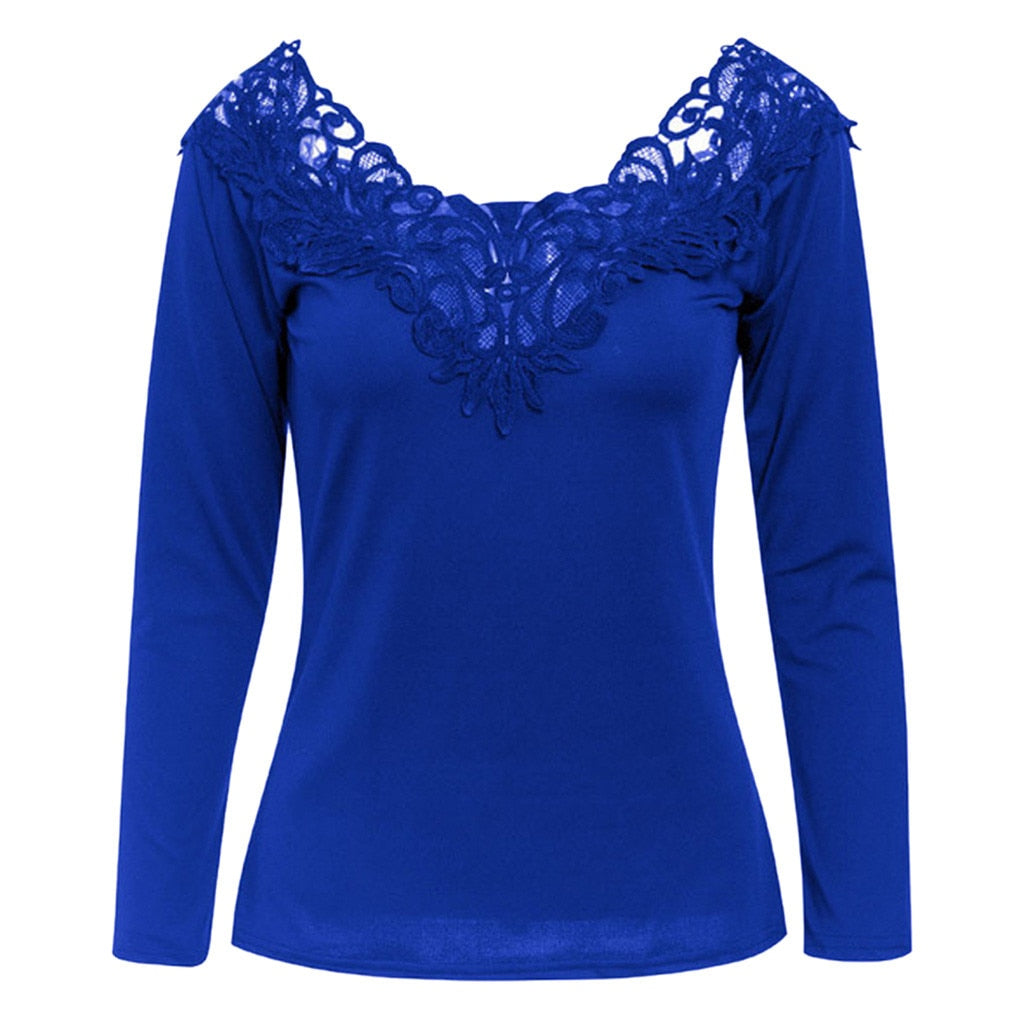 Sous Pull Dentelle Femme Bleu Marine