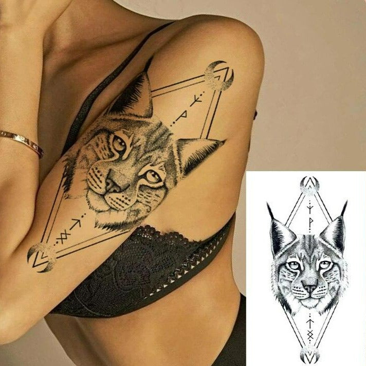 Tatouage Chat Dentelle Femme