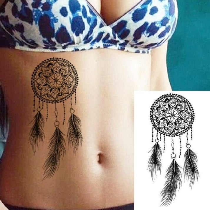 Tatouage Dentelle Plume Femme