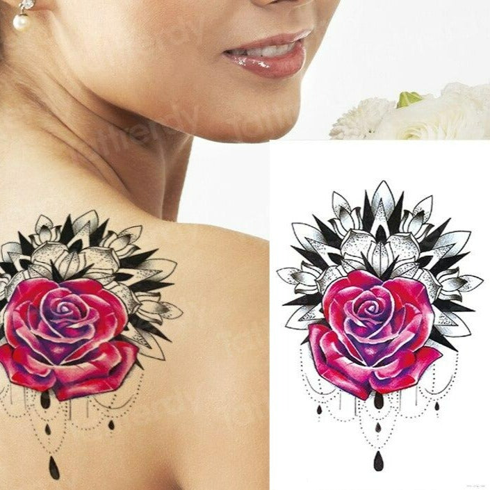 Tatouage Fleur Dentelle Épaule Femme