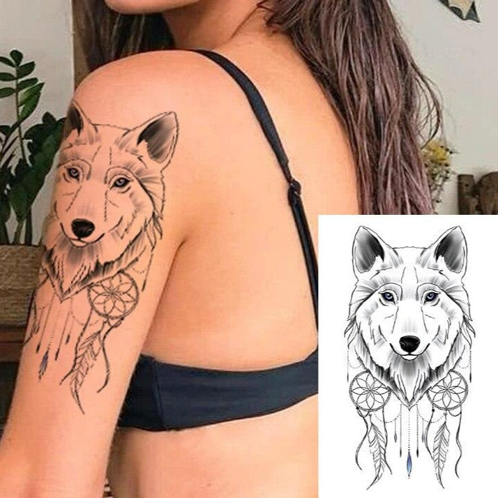 Tatouage Loup Dentelle Femme