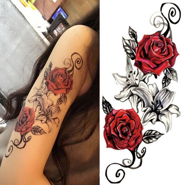 Tatouage Rose Dentelle Bras Femme