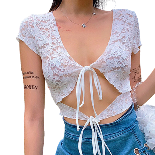 Top Blanc Dentelle Femme