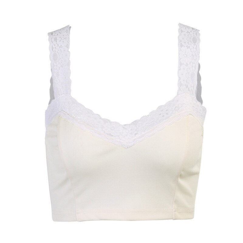 Top Court en Dentelle Blanche