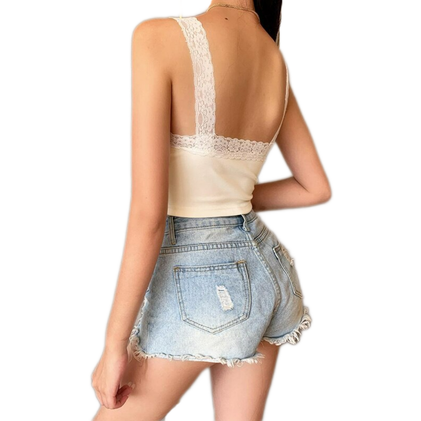Top Courte en Dentelle Blanc