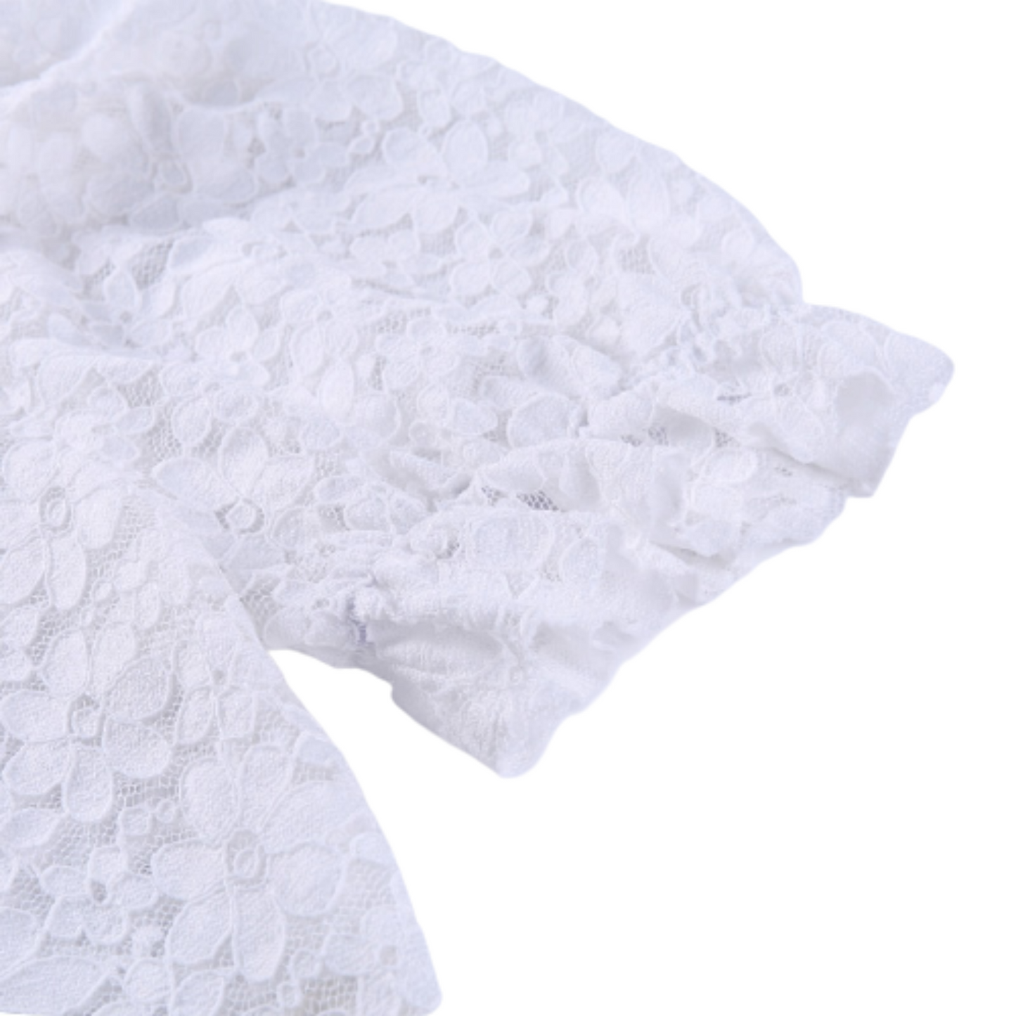 Top Dentelle Blanche Manches Courtes