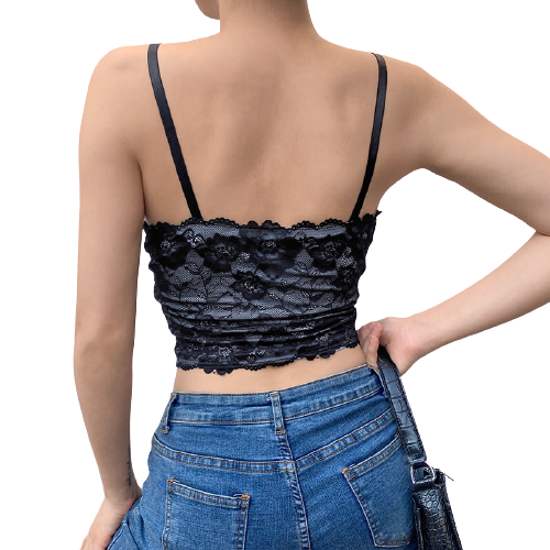 Top Dentelle Bleu Femme
