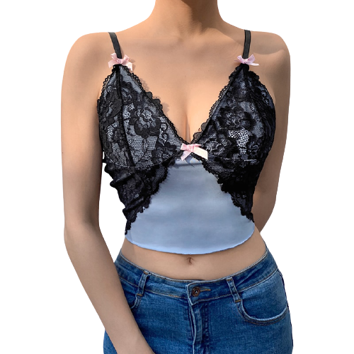Top Dentelle Bleu Ciel