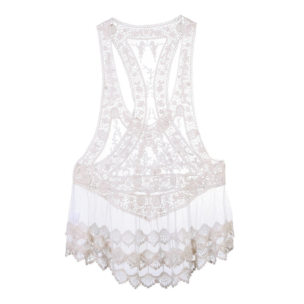 Top Dentelle Bohème Blanche