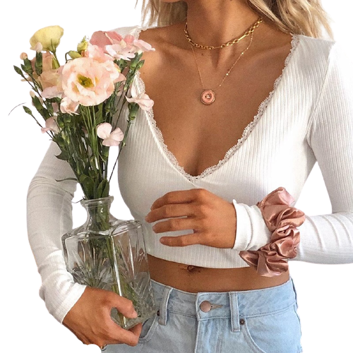 Top Dentelle Dos Nu Blanc Femme