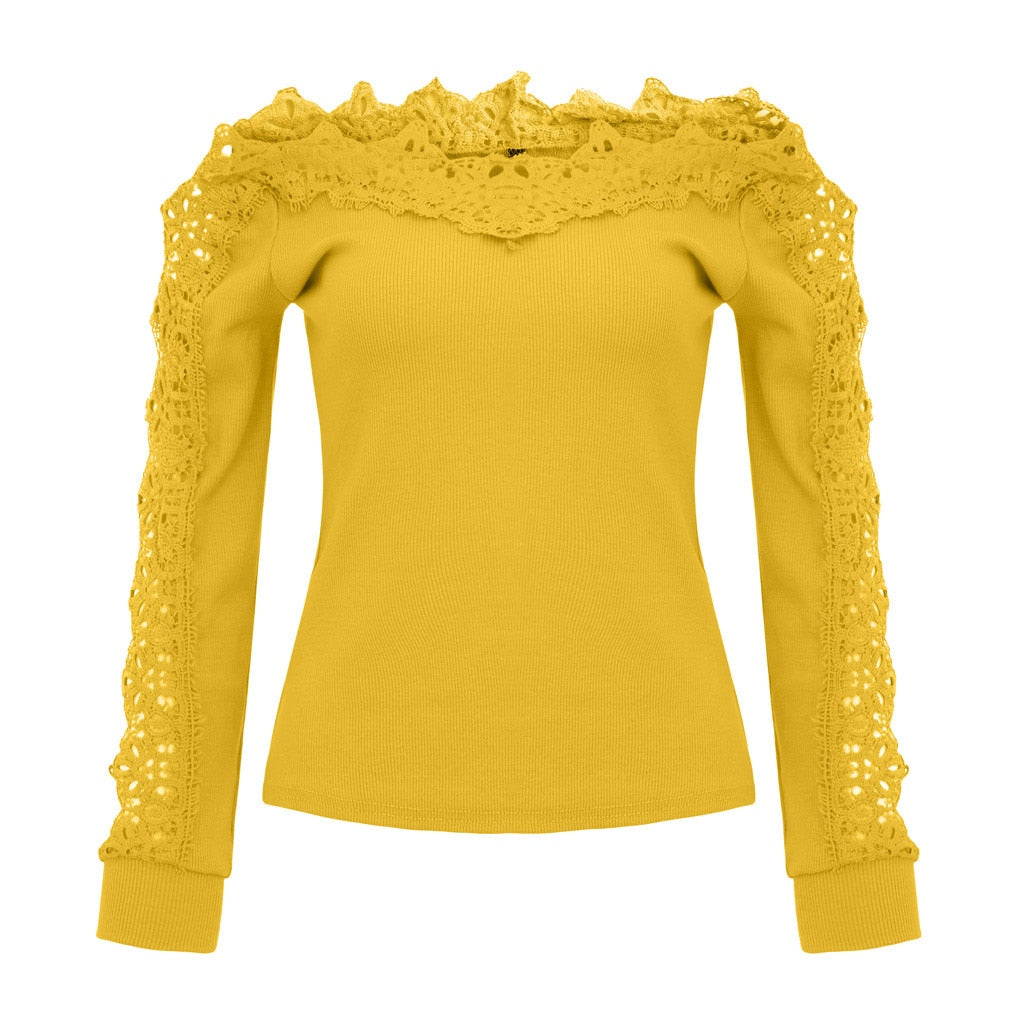 Top Dentelle Femme Jaune