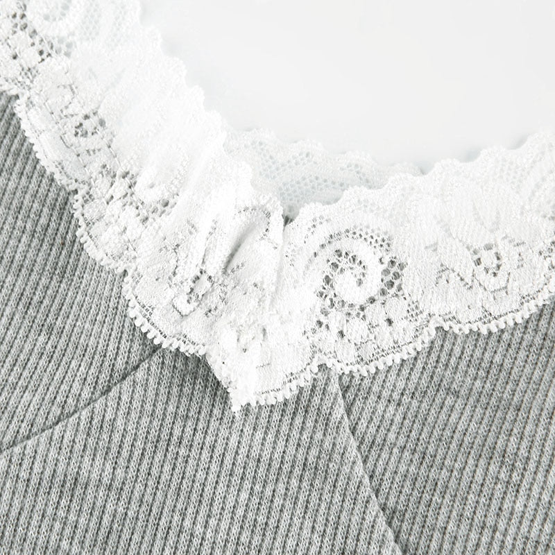 Top Dentelle Gris