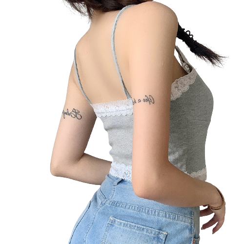 Top Dentelle Gris Clair